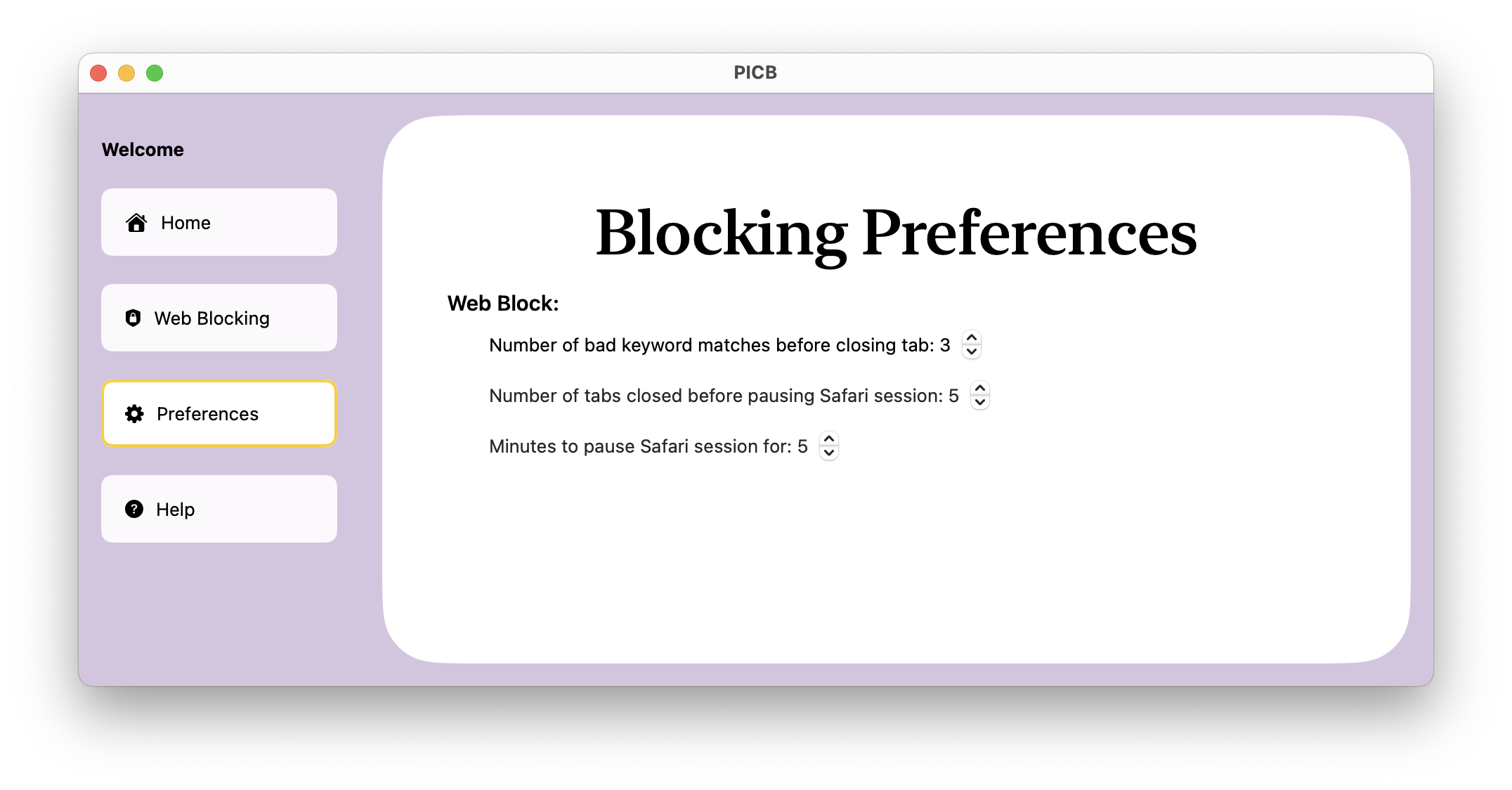 PICB Preferences Preview